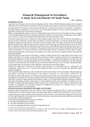 IJF-Aug09-Article5-Financial Management In Sericulture: A Study In Erode District of Tamil Nadu