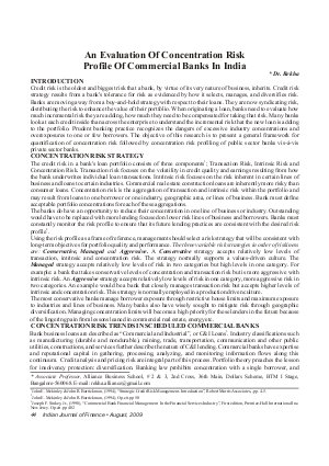 IJF-Aug09-Article6-An Evaluation of Concentration Risk Profile of Commercial Banks In India