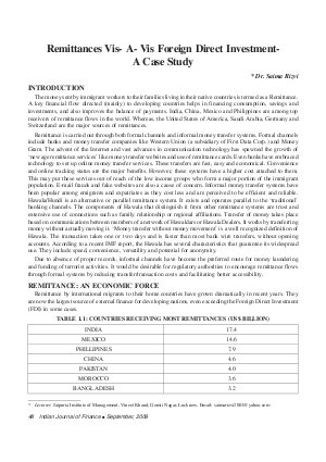 IJF-Sep09-Article7-Remittances Vis -A-Vis Foreign Direct Investment - A Case Study
