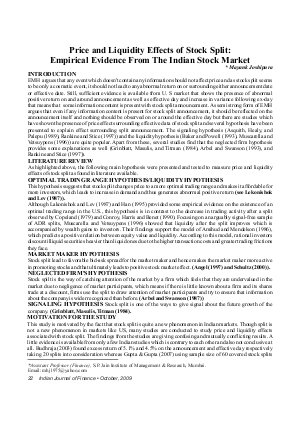 IJF-Oct09-Article3-Price and Liquidity Effects of Stock Split: Empirical Evidence from the Indian Stock Market