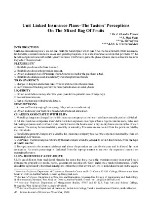 IJF-Nov09-Article6-Unit Linked Insurance Plans - The Taster's Perceptions on The Mixed Bag of Fruits