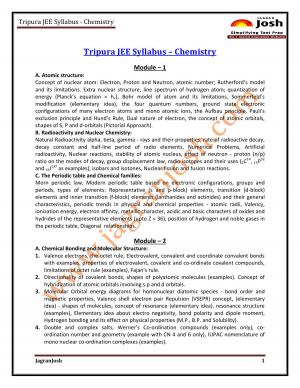 Tripura JEE Chemistry Syllabus