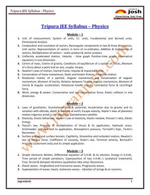 Tripura JEE Physics Syllabus