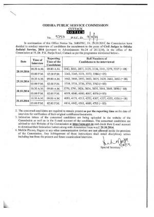 OPSC Notified Interview Schedule for Civil Judges Posts