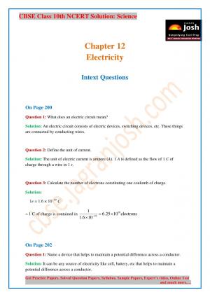 CBSE Class 10 NCERT Solution Science Electricity