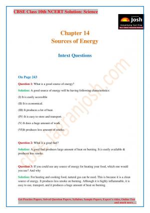 CBSE Class 10 NCERT Solution Science Sources of Energy