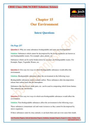 CBSE Class 10 NCERT Solution Science Our Environment