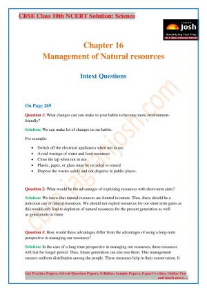 CBSE Class 10 NCERT Solution Science Management of Natural Resources
