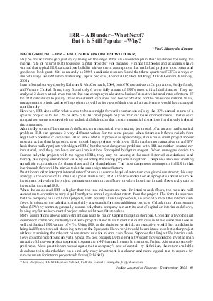 IJF-Sep08-Article3-IRR-A Blunder-What Next? But it is Still Popular-Why?