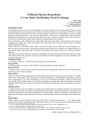 IJF-Oct08-Article1-Efficient Market Hypothesis :A Case Study on Bombay Stock Exchange