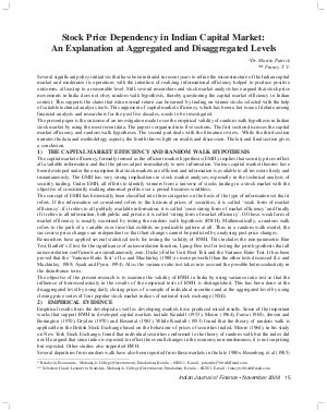 IJF-Nov08-Article2-Stock Price Dependency in Indian Capital Market:An Explanation at Aggregated and Disaggregated Levels