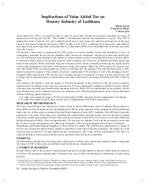 IJF-Nov08-Article4-Implications of Value Added Tax on Hosiery Industry of Ludhiana