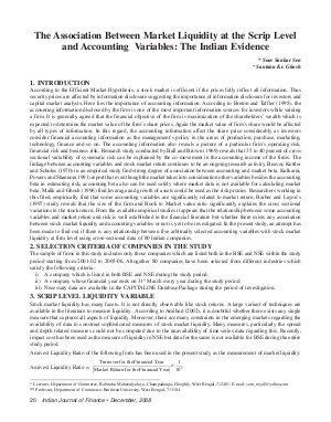 IJF-Dec08-Article3-The Association between Market Liquidity at the Scrip Level and Accounting Variables : The Indian Evidence
