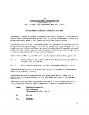 ACSIR Executive assistant Notification