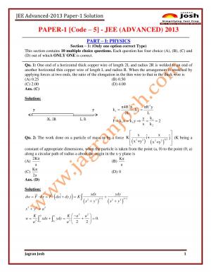 JEE Advanced Paper 1 2013 Solutions