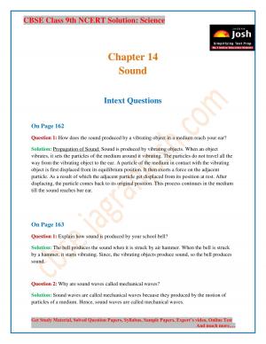 CBSE Class 9 NCERT Solution Science Sound
