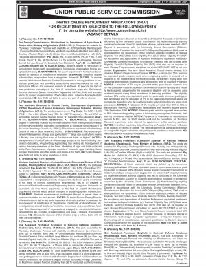 UPSC Notified Recruitment for 82 Various Posts 2014