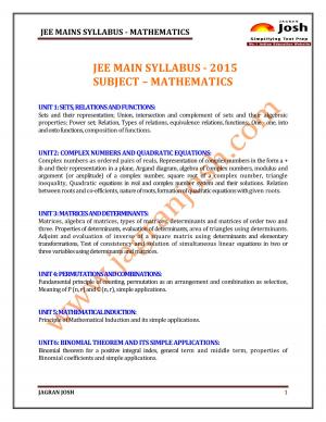 JEE MAIN-2015-Syllabus_Mathematics
