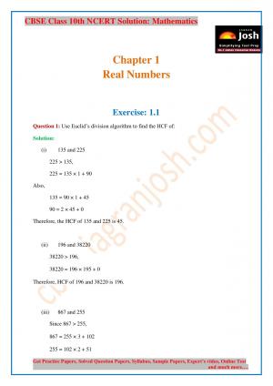 CBSE Class 10 NCERT Solution Mathematics Real Number