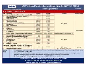 NSIC Notified Admission for Electrical & Electronics Courses 2014