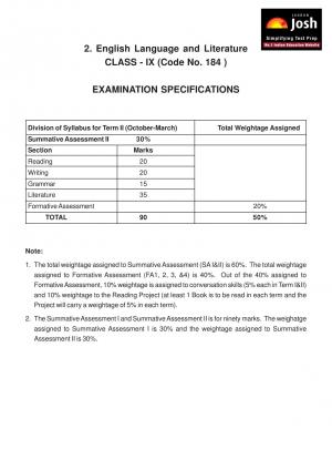 CBSE Class 9 English Language & Literature Sample Paper Term 2- 2012