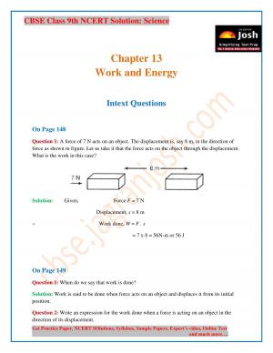 CBSE Class 9 NCERT Solution Science Work and Energy