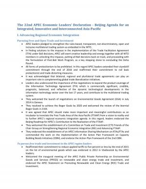 22nd APEC Summit Declaration