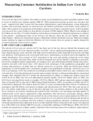 IJM-Jan08-Article2-Measuring Customer Satisfaction in Indian Low Cost Air Carriers