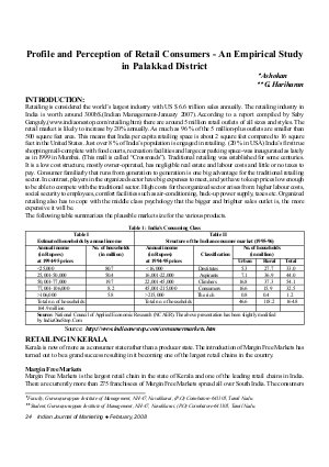 IJM-Feb08-Article4-Profile and Perception of Retail Consumers -An Empirical Study in Palakkad District