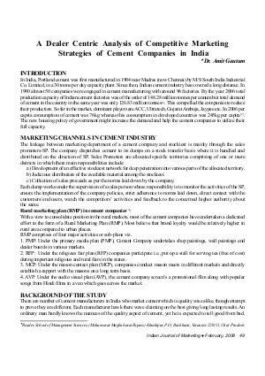 IJM-Feb08-Article8-A Dealer Centric Analysis of Competitive Marketing Strategies of Cement Companies in India