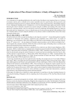 IJM-May08-Article1-Exploration of Place Brand Attributes: A Study of Bangalore City