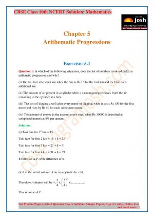 CBSE Class 10 NCERT Solution Mathematics Arithematic Progression