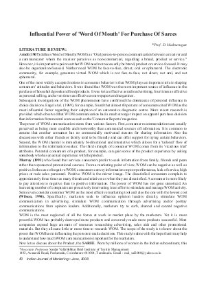IJM-June08-article7-Influential Power of 'Word of Mouth' for Purchase of Sarees