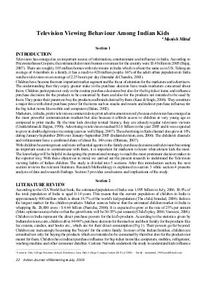 IJM-July08-Article5-Television Viewing Behaviour Among Indian Kids