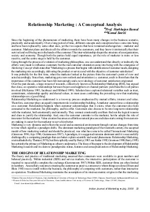 IJM-July08-Article7-Relationship Marketing: A Conceptual Analysis