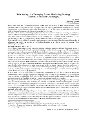 IJM-Sep08-Article1-Rebranding: An Emerging Brand Marketing Strategy (Trends, Issues and Challenges)