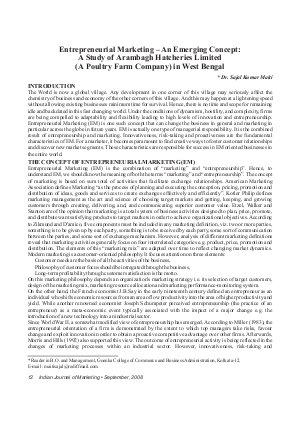 IJM-Sep08-Article2-Entrepreneurial Marketing–An Emerging Concept: A Study of Arambagh Hatcheries Limited (A Poultry Farm Company) in West Bengal