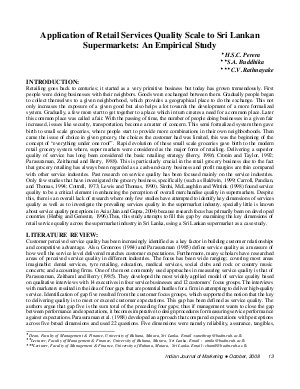 IJM-Oct08-Article2-Application of Retail Services Quality Scale to Sri Lankan Supermarkets: An Empirical Study