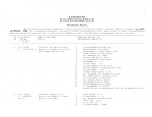 UPSC Issued Recruitment Results for Research & Statistics Section of October 2014