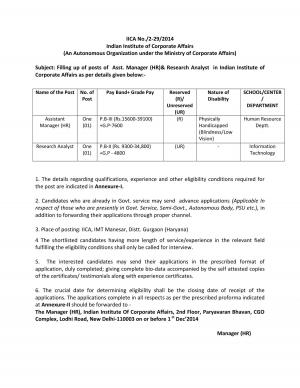 Research Analyst and Asst Mgr HR