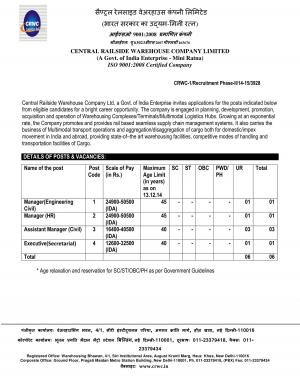 CRWC Recruitment Notification