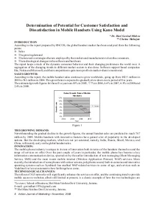 IJM-Nov08-Article2-Determination of Potential for Customer Satisfaction and Dissatisfaction in Mobile Handsets Using Kano Model