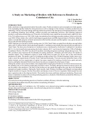 IJM-Nov08-Article7-A Study on Marketing of Broilers with Reference to Retailers in Coimbatore City
