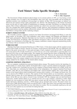 IJM-Dec08-Article2-Ford Motors' India Specific Strategies