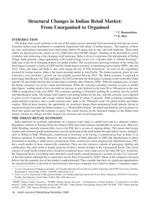 IJM-Dec08-Article6-Structural Changes in Indian Retail Market: From Unorganised to Organised