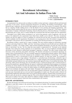 IJM-Dec08-Article1-Recruitment Advertising : Art and Adventure in Indian Press Ads