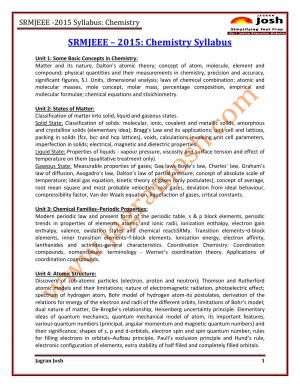 SRMJEEE-2015 Chemistry Syllabus