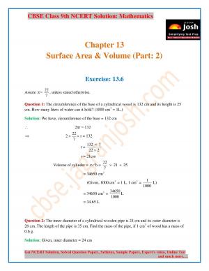 CBSE Class 9 NCERT Solution Mathematics Surface Area and Volume Part 2