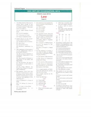 UGC-NET JRF Examination, 2013 (Held On June 2014) Law Paper-II