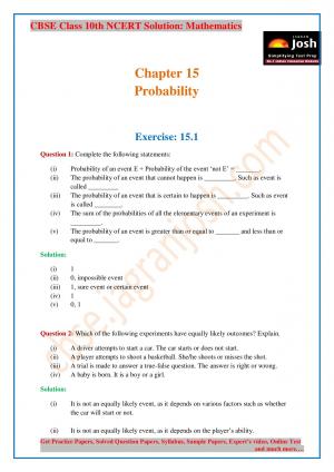 Probability: CBSE Class 10 NCERT Solution